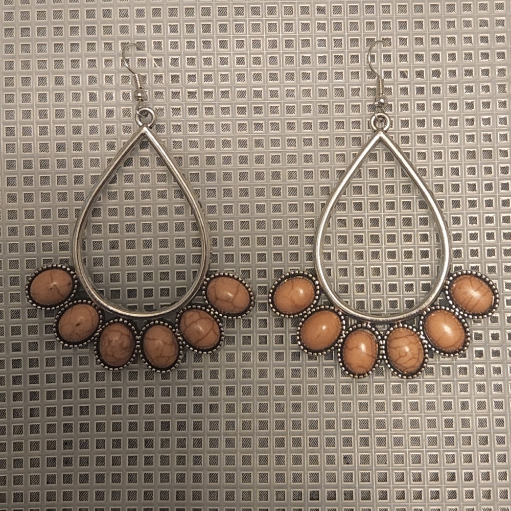 Silver & Peach Earrings